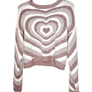 Y2K inspired crew neck softcore pastel fuzzy cozy heart long sleeve sweater L